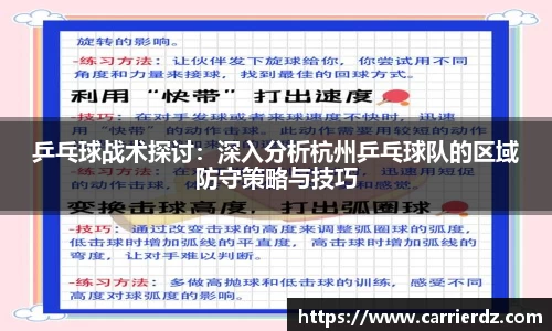 乒乓球战术探讨：深入分析杭州乒乓球队的区域防守策略与技巧